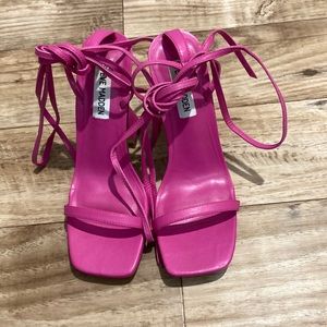 pink steve madden ankle tie heel